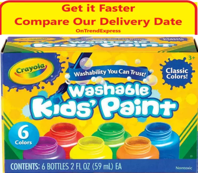 Crayola Washable Kids Paint 6 Pack Classic Colours Children Art & Craft Project