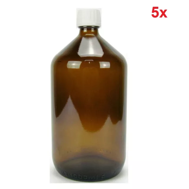 Sala Braunglasflasche DIN 28 mit Verschluss Originalitätsring 5 x 1 L 1000 ml