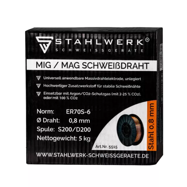 2 x MIG MAG fil à souder massif ER70S-6 SG2 - 5 kg / Ø 0,8 mm bobine de fil 3