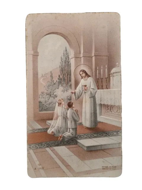 *HH* Antico Santino holy Card immaginetta Votiva sacra Gesù Comunione Cresima