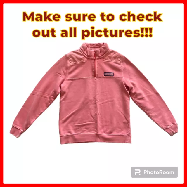 Vineyard Vines Pink Quarter Zip Size Boys Large Whale Shep Sweater