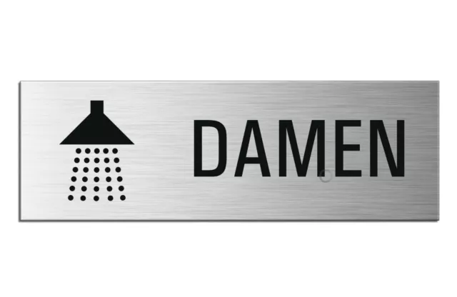 Schild Dusche Damen Türschild 24x8 cm Aluminiumschild Edelstahloptik