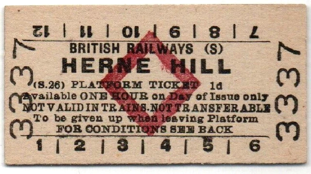 BR(S) Platform Ticket Herne Hill 1d (S.26)
