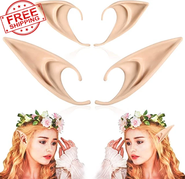 2 Pairs  Medium and Long Style Cosplay Fairy Soft Pointed Ears Anime Party Dress