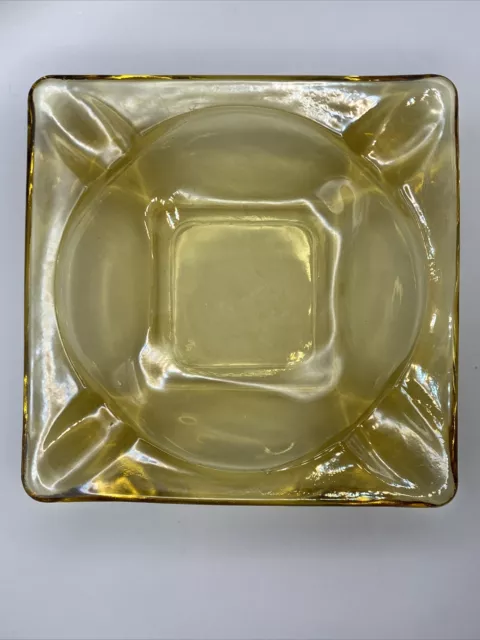 Vintage Amber Glass Ashtray - Square - BRT 1970’s - 11.5 x 11.5 cm