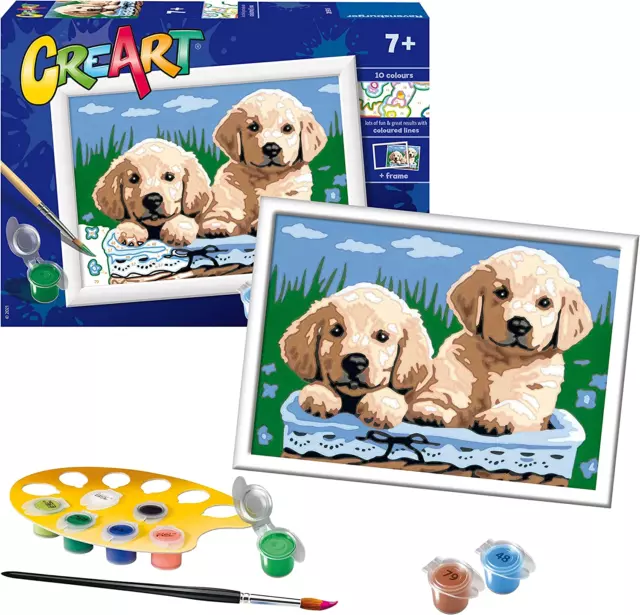 Creart Cute Puppies Paint by Numbers for Children - Painting Arts and Crafts Kit