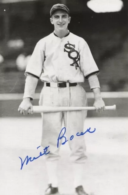 Milt Bocek autographed vintage Chicago White Sox Rowe postcard size photo