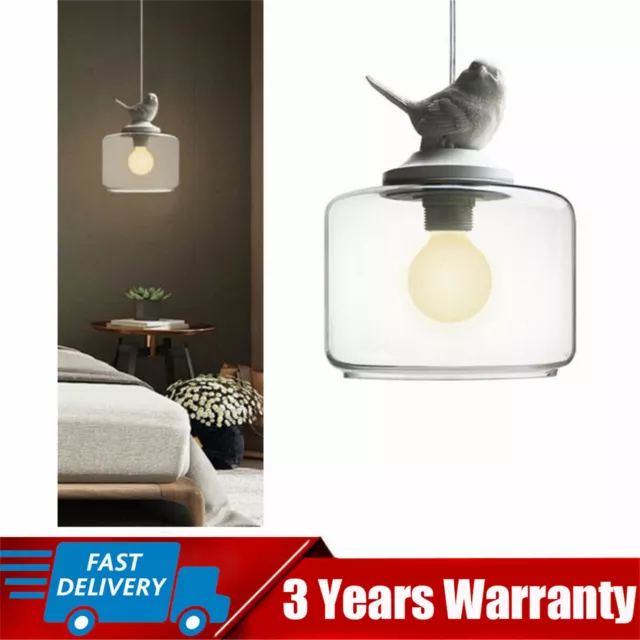 Modern Pendant Light Bird Clear Glass LED Hanging Fixture Ceiling Lamp Kitchen