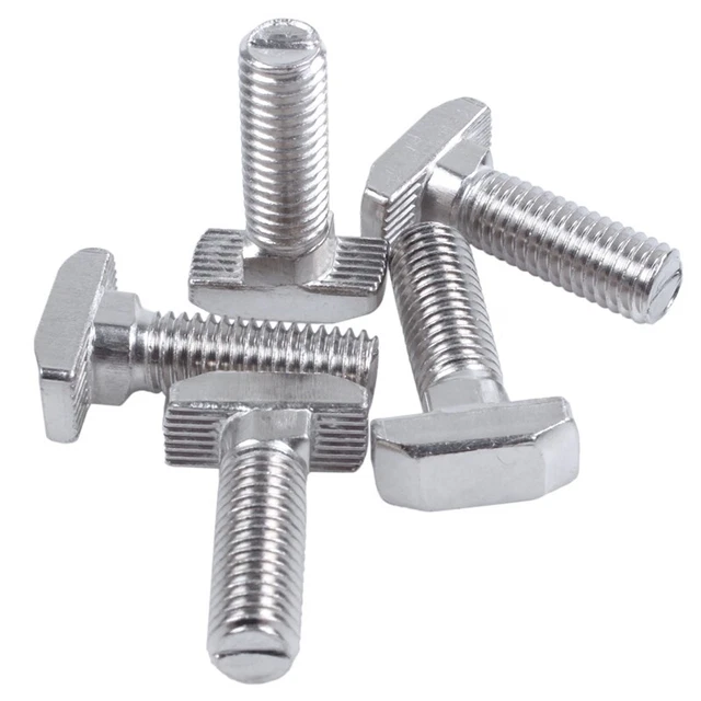 Rosca M8 T- Drop-In Perno Deslizante Tornillo Plata Color 5 Piezas V9X1