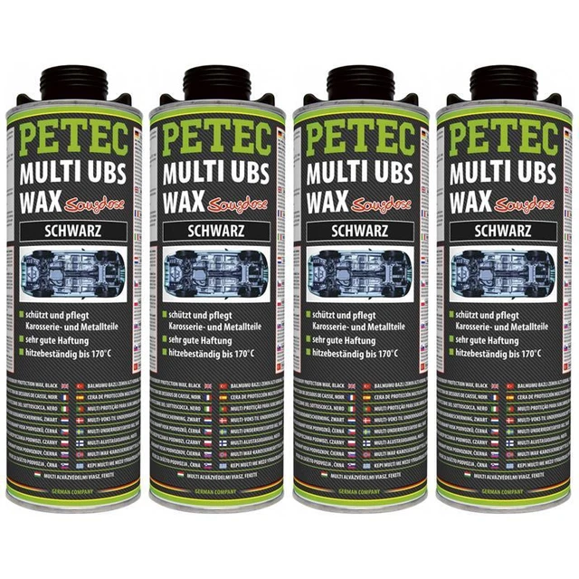 4 x Petec MULTI UBS WAX SCHWARZ Saugdose 1L 73420 Unterbodenschutz Kriechwachs