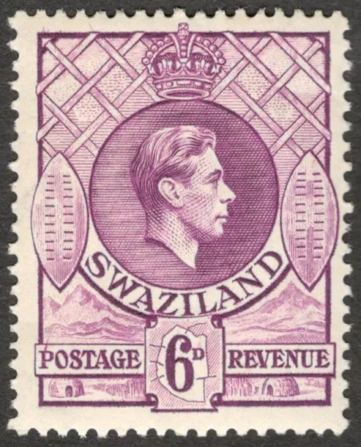 SWAZILAND KGVI 1938 perf 13.5 x 13 6d dp magenta MH. SG 35 £26