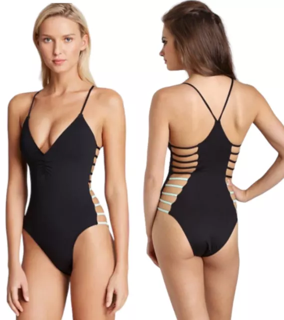 L*Space Wild Side One Piece Swimsuit Swim Women's Size 8 Black