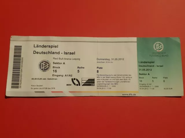 Used Ticket UEFA EURO 2012 Test Deutschland DFB Germany vs Israel