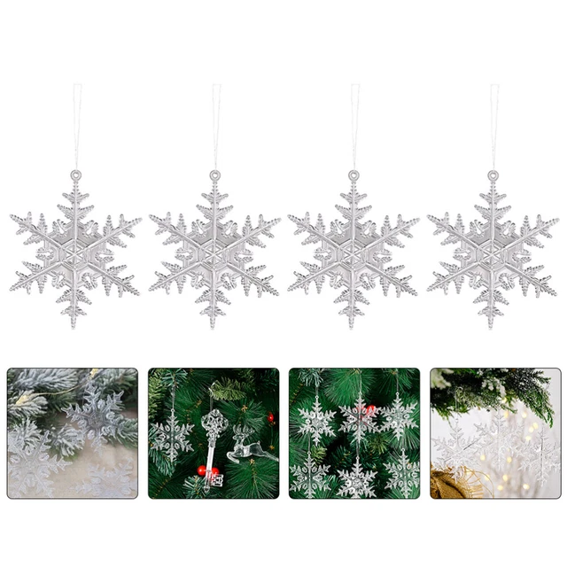 12 piezas Colgantes de Árbol Xams Copos de Nieve Llave de Navidad Colgante Decoración de Plata Adorno