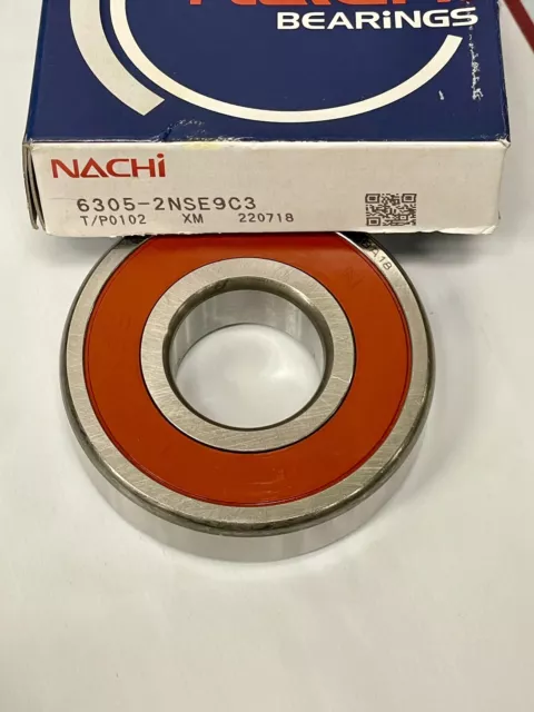 NACHI 6305 2NSE9 C3 DEEP GROOVE BALL BEARING, RUBBER SEALED 25x62x17mm 6305-2RS