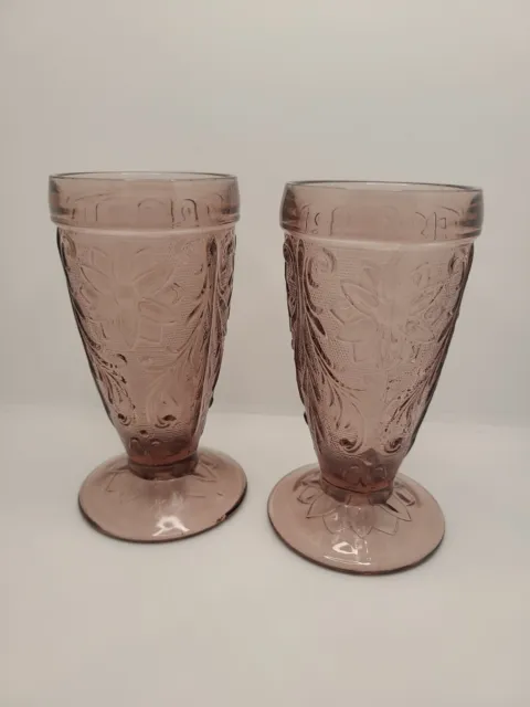 Tiara Pressed Glass SANDWICH PLUM AMETHYST Iced Tea Glass ~ Pair