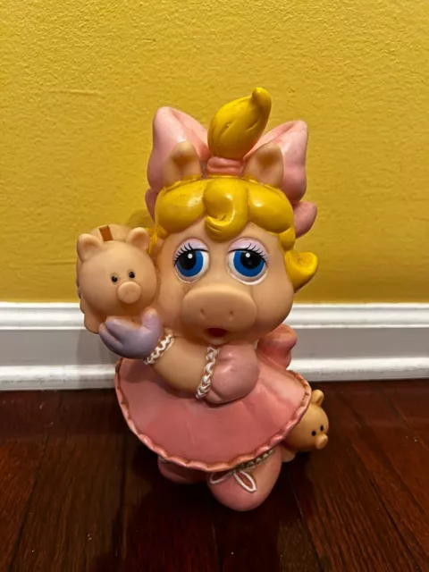 Vintage Baby Miss Piggy 1989 Piggy Bank Jim Hensons Muppet Babies - 9 1/2”