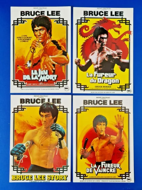 Set of 4 Vintage 1980s Rene Chateau Bruce Lee Postcards PE0