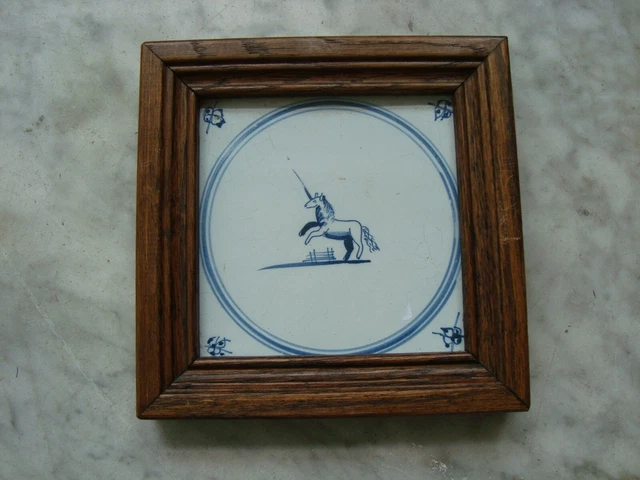 rare18th century delft dutch tile with inicorn,eenhoorn