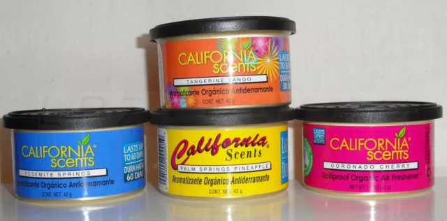 Duftdosen California Scents Spillproof Organic  4 Stück + 4 Deckel frei wählbar