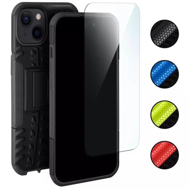 Handy Hülle für Apple iPhone 15 Panzer Case Cover TPU Bumper mit Schutz Glas