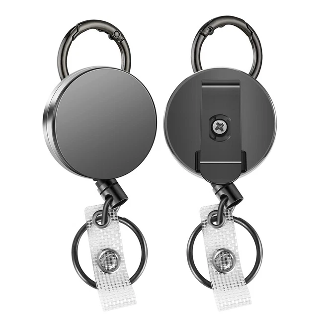 Confezione da 2 mulinelli porta badge retrattile resistenti, porta badge ID metallo wit5T1
