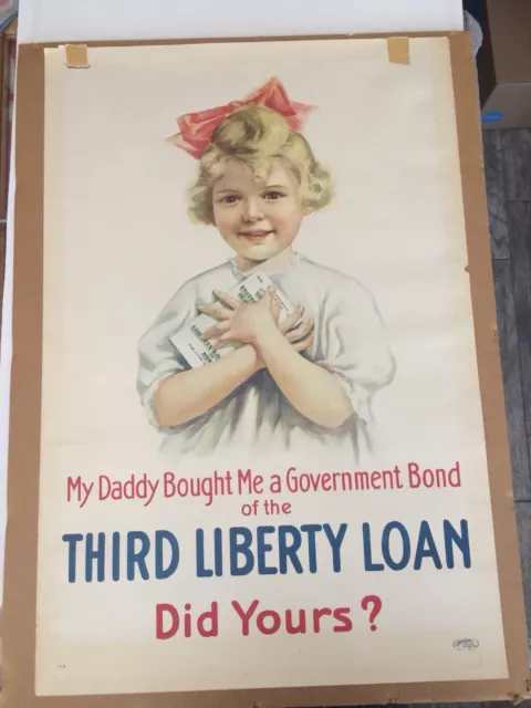 Original World War I WWI My Daddy Government Bond Third Liberty Loan Poster