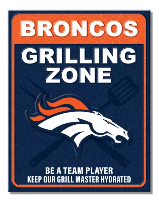 DENVER BRONCOS GRILLING ZONE Poster-Style Distressed Metal Sign #5 - NEW