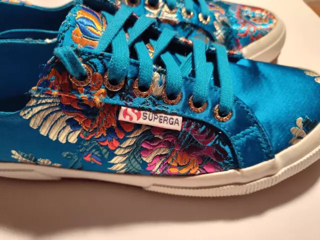 Superga 2750 Korelaw Embroidered Silk Blue Sneaker 9.5