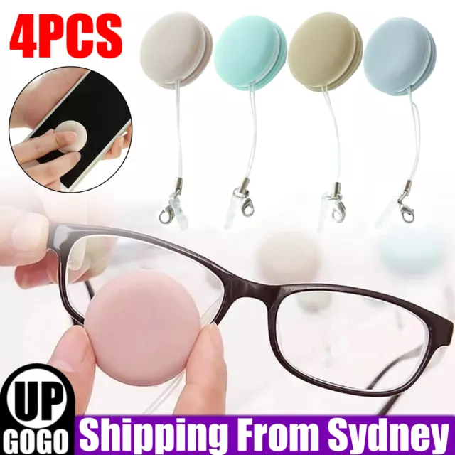 4pcs Macaron Shaped Mobile Phone Screen Lens Glasses Wipe Cleaning Cloth Tool AU