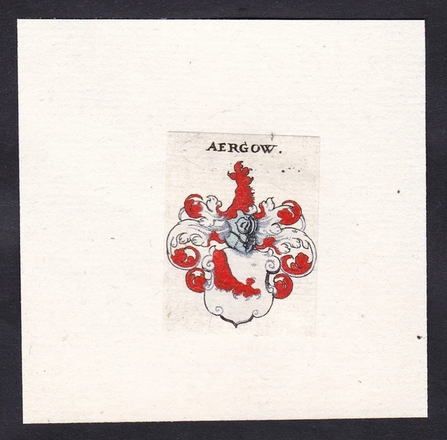 Aergow Aergou Escudo Abrigo De Arms Heráldica Grabado 17. Jh