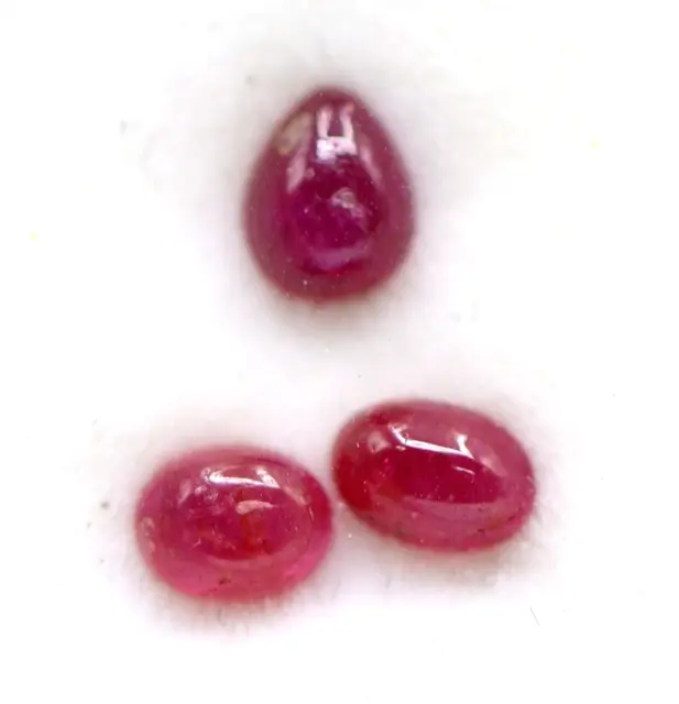 3 Pieces Lots Cabochons 100% Natural Red Burma Ruby Loose 1.32 Ct