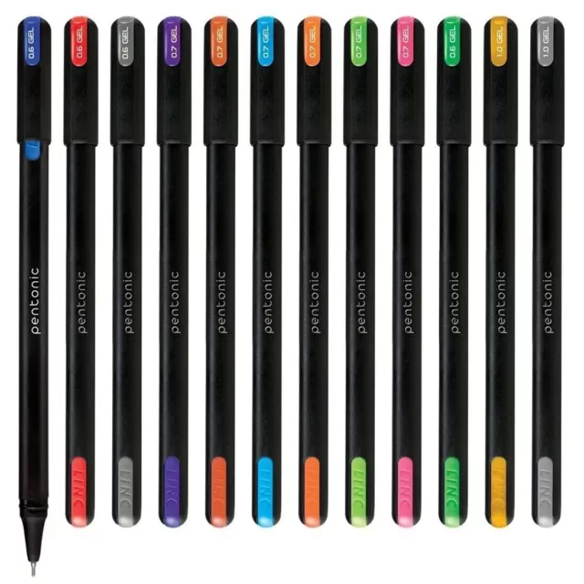 12X Pentonic Mehrfarbiger Gelstift 0,6 mm-1,0 mm Wasserfeste Geltinte mit...