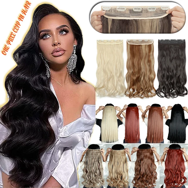 Clip in 100% Real As Human Hair Extensions 3/4Full Head One Piece THICK CURLY US
