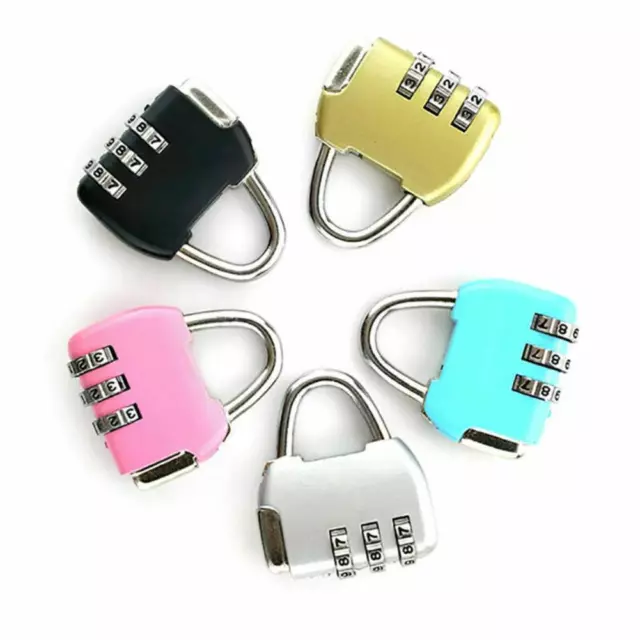 Travel Luggage Padlock Mini 3 Digit Combination Suitcase Security Cable Lock E