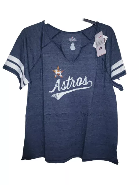 Womens Majestic Houston Astros Short Sleeve V-Neck T-Shirt New NWT Plus Size 1X