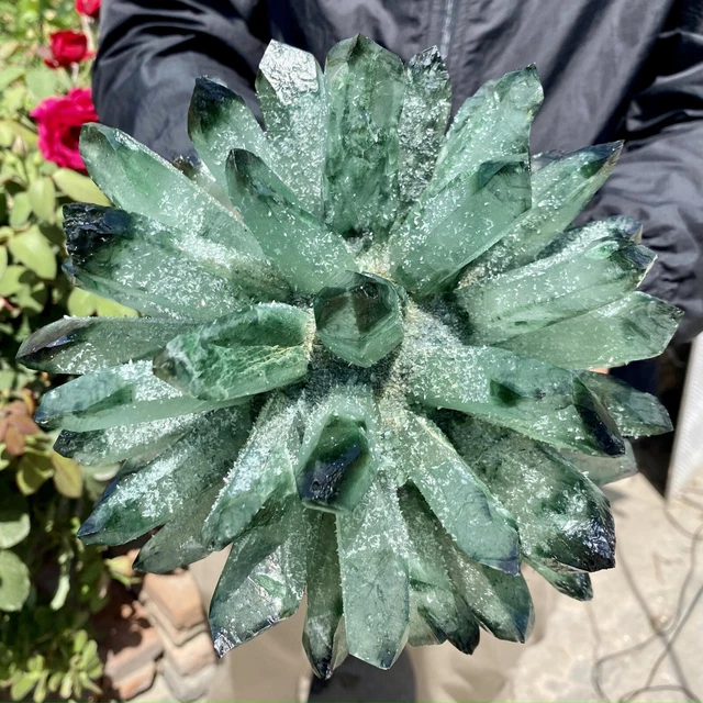 8.7LB New Find Green Phantom Quartz Crystal Cluster Mineral Specimen Healing