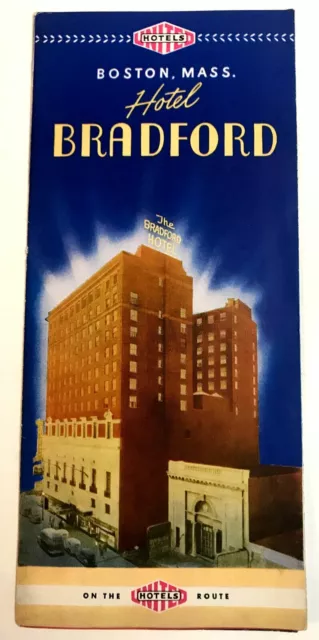 1942 Hotel Bradford Boston Massachusetts MA Advertising Brochure Rate Card 2 Pc.