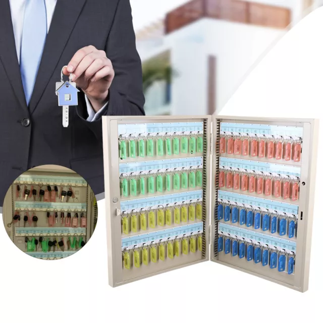 80 Keys Iron Safe Cabinet Key Storage Lock Box Key Management Wall Mount Holder