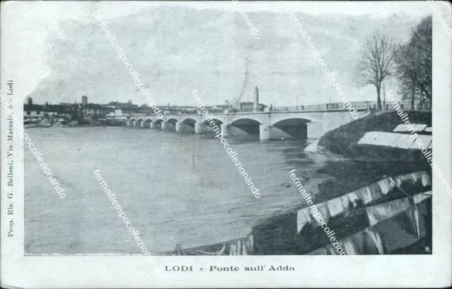 cd349 cartolina lodi ponte sull'adda inizio 900
