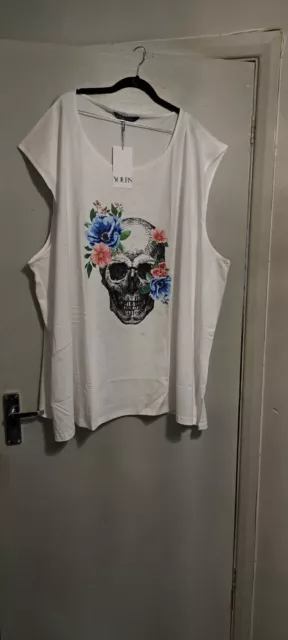 Yours plus size white skeleton print sleevless top BNWT size 38/40 100% cotton