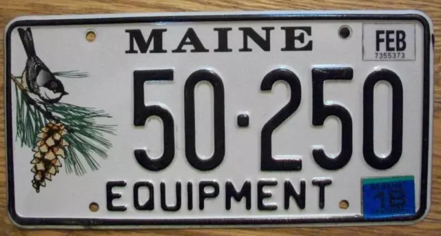 Single Maine License Plate - 2018 - 50-250 - Equipment