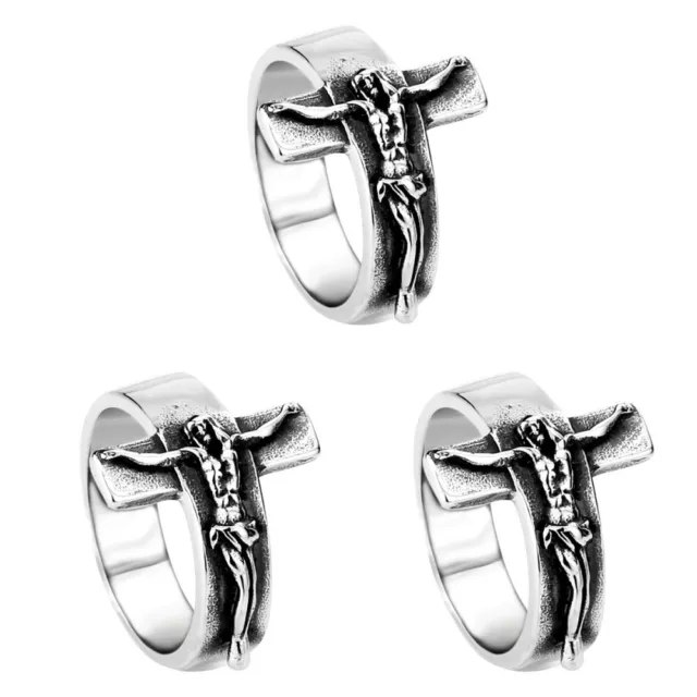 3 pcs Fashion Alloy Ring Jesus Cross Ring Stylish Hand Jewelry Festival Gift