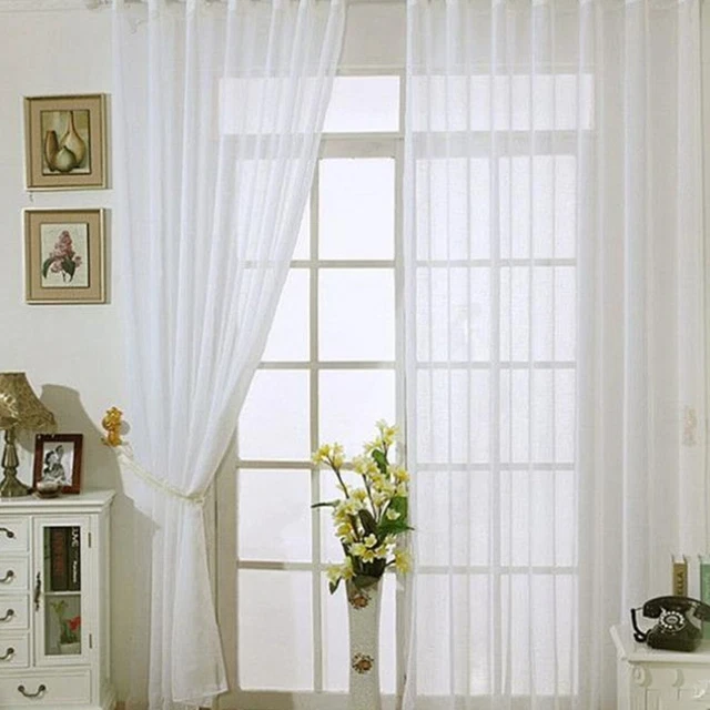 Sheer Voile Window Curtain Rod Pocket Door Curtains Divide Space Decor 100*270CM