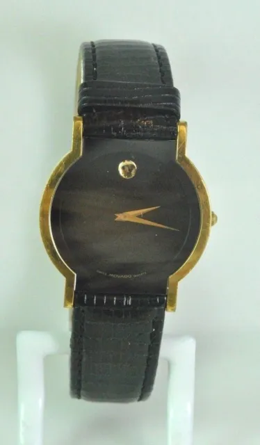 Orologio Movado Sapphire 87.C6.870.2 Cinturino in pelle da uomo color oro quadrante museo nero