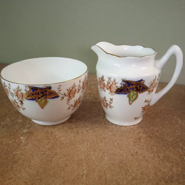 Vintage, Edwardian Bone China, Milk Jug or Creamer and Sugar Bowl