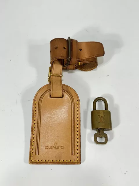 Louis Vuitton Leather Luggage Tag & Poignet with Lock and Key on Swivel  Hook