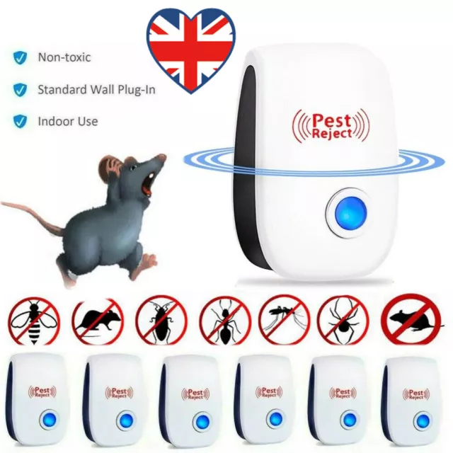 4 Pack Ultrasonic Pest Control Repeller UK Plug-in Reject Rat Mouse Mice Spider