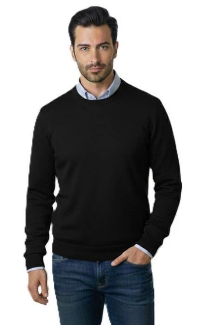 Pull homme col rond maille fine 100 % cachemire fabriqué en Italie 10 couleurs