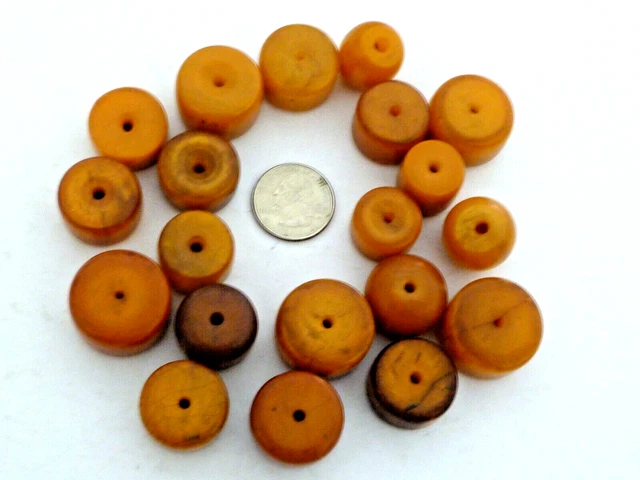 Antique, Large Round African Copal Golden Amber Trade Beads, 168 GRAMS TOTAL